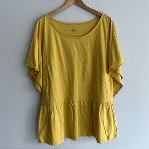 Lane Bryant Mustard Yellow Flutter Sleeves Top size 18/20
